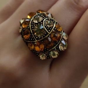 Antique Style Rhinestone Ring with Extendable Band